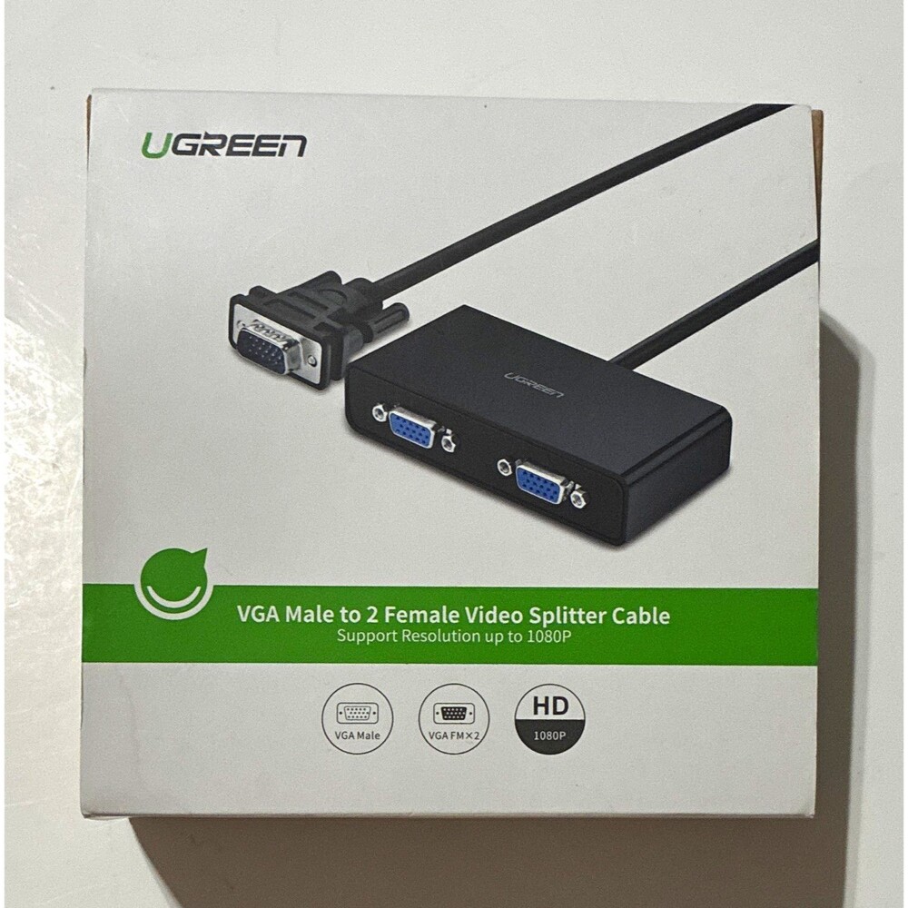 UGREEN 20918 VGA Male to Dual Female Splitter Cable 1x2 3ft Open Box